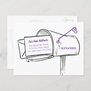 Carte Postale Purple Nous avons Déplacé la boîte aux lettres en 