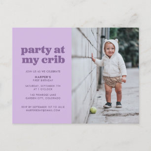 Carte Postale Purple Party à My Crib 1er Birthday Party Invitat