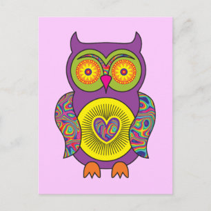 Carte Postale Purple Psychedelic Owl
