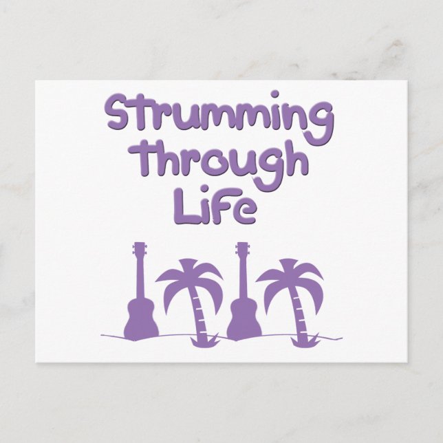 Carte Postale Purple Ukulele hawaiin surf tropical (Devant)