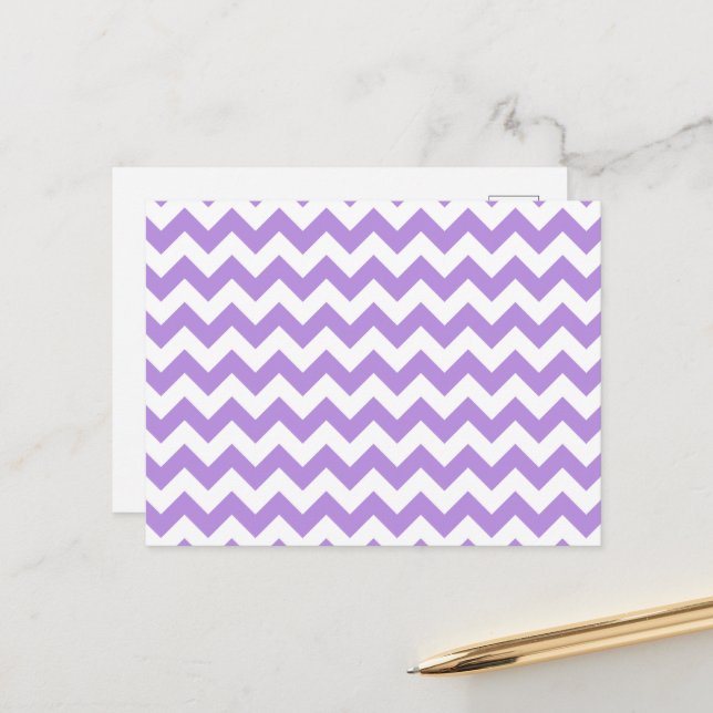 Carte Postale Purple Zigzag, Purple Chevron, Motif géométrique (Devant/Arrière en situation)