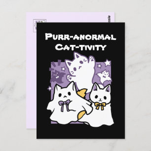 Carte Postale Purr-anormal Cat-tivity - Halloween Cat Design