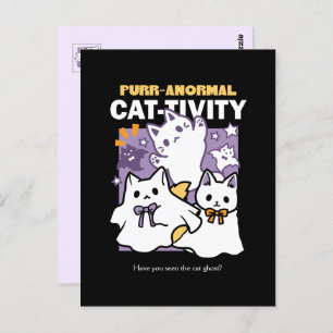Carte Postale Purr-anormal Cat-tivity - Halloween Cat Design