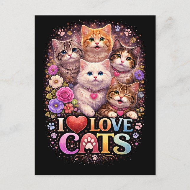Carte Postale Purrfect Little Hearts (Devant)