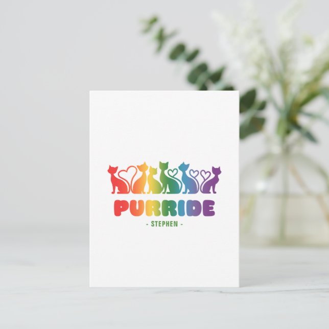 Carte Postale Purride - Rainbow Cat Silhouette LGBTQ+ Pride Pun (Debout devant)