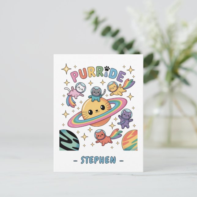 Carte Postale Purride Space Cats - Kawaii Astronaut Cats (Debout devant)