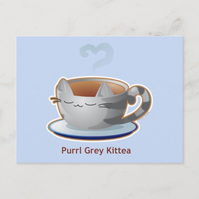 Carte Postale Purrista Pawfee : Mug de thé de Kitty gris (Devant)