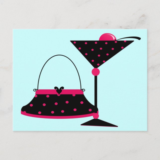 Carte Postale Purse et Martini (Devant)