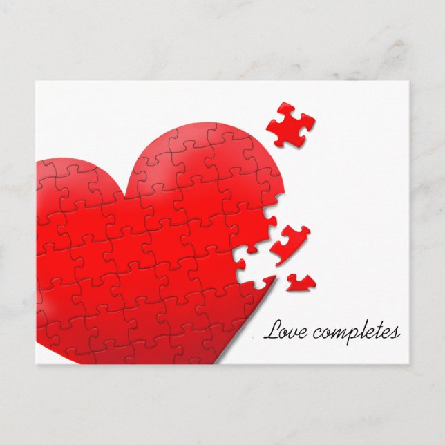 carte postale puzzle coeur amour (Devant)