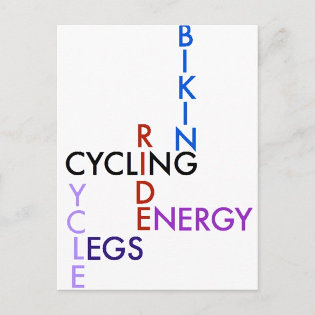 Carte Postale Puzzle de mots à vélo (Devant)
