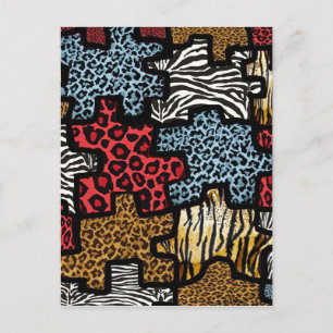 Carte Postale Puzzle Rockabilly Impression Animale RAB