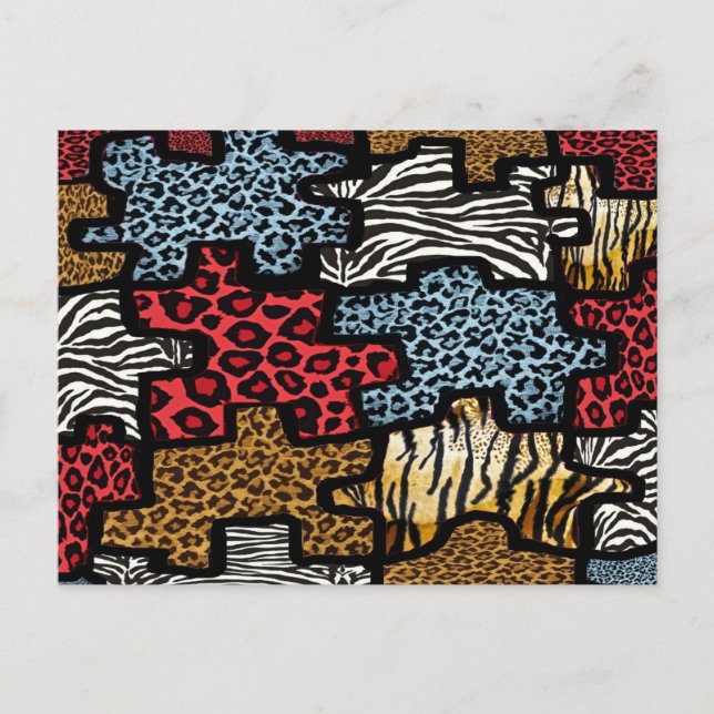 Carte Postale Puzzle Rockabilly Impression Animale RAB (Devant)