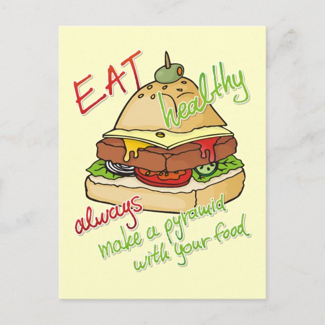 Carte Postale Pyramide de burger saine alimentation (Devant)