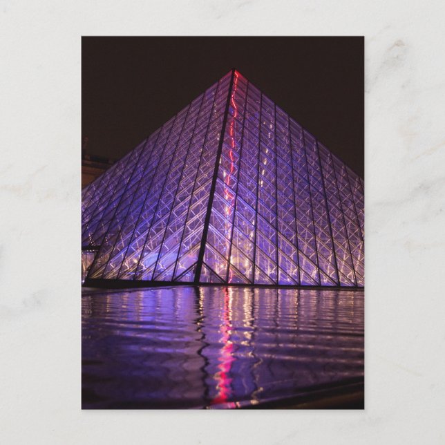 Carte Postale Pyramide du Louvre de nuit : Paris Réflexions (Devant)