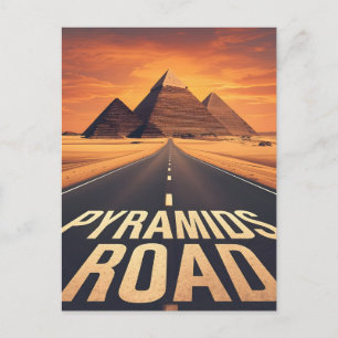 Carte Postale Pyramides de feu route Égypte désert art