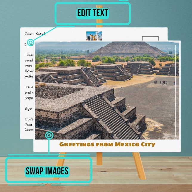 Carte Postale Pyramides de Teotihuacan à Mexico (Enjoy our customizable postcard)