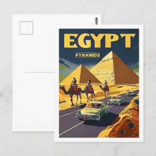 Carte Postale Pyramides d'Égypte Endroit de voyage célèbre vinta