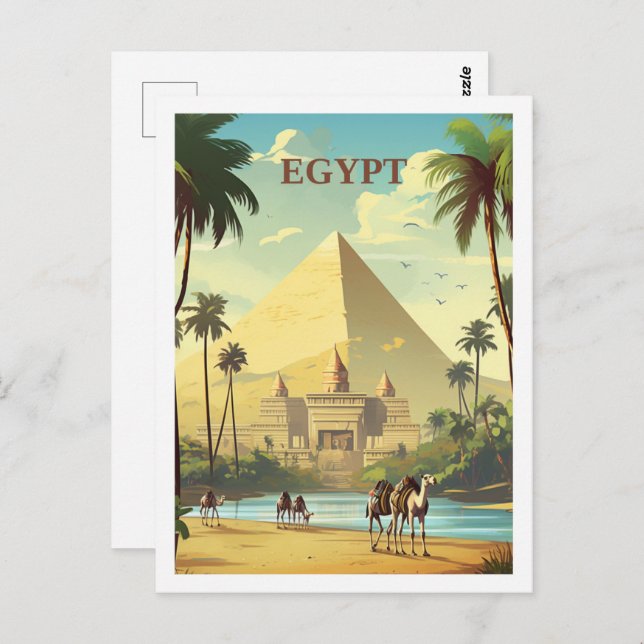 Carte Postale Pyramides Egypte Célèbre Vintage voyage Place (Devant / Derrière)