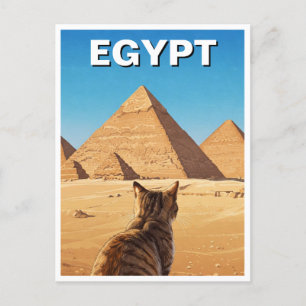 Carte Postale Pyramides sphinx égyptiennes de Gizeh Cat