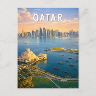 Carte Postale Qatar Illustration Voyage Art Rétro
