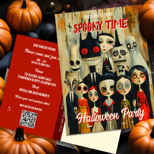 Carte Postale QR Code Budget Éffrayant Halloween Party Invitatio