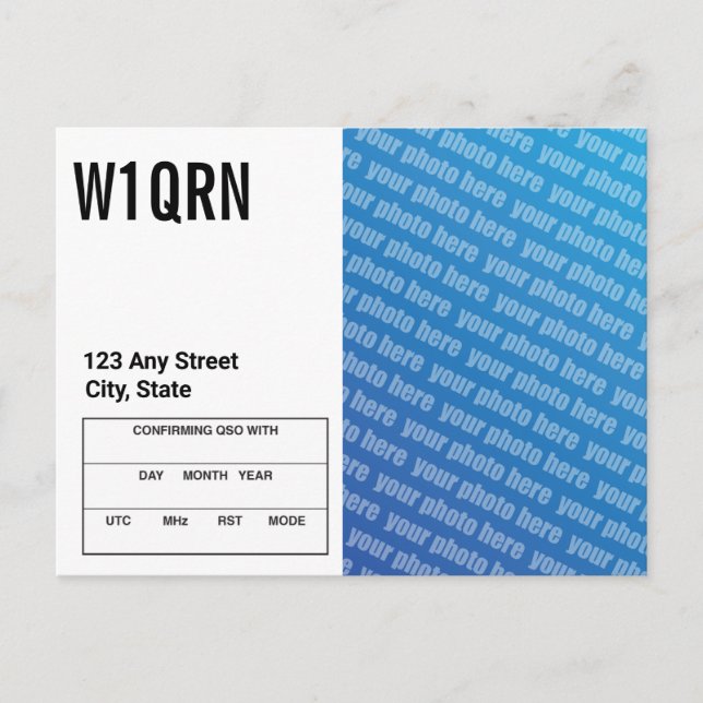 Carte Postale QSL Card Add Your Own Photo (Devant)