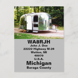 Carte Postale QSL PCs HAM Radio Op vintage retro camper trailer