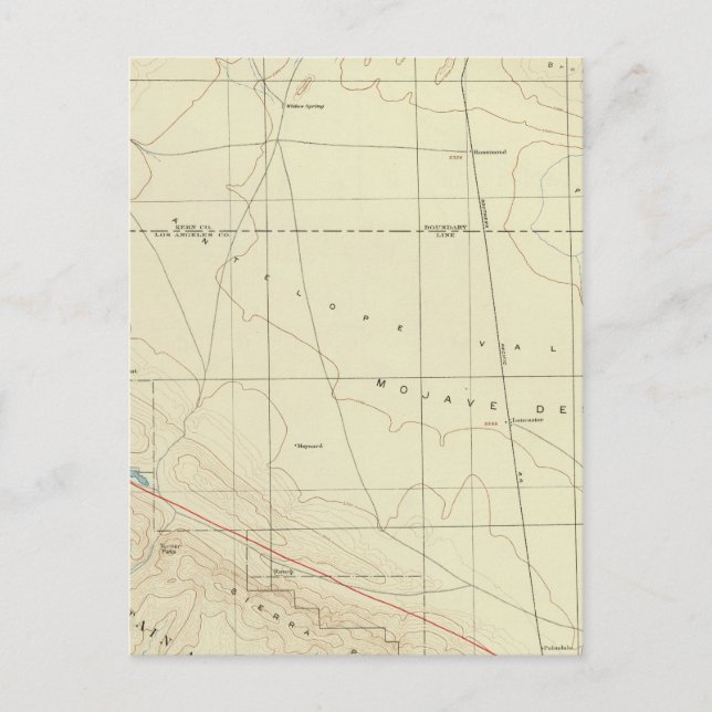 Carte Postale Quadrillage de Palmdale montrant San Andreas Rift (Devant)