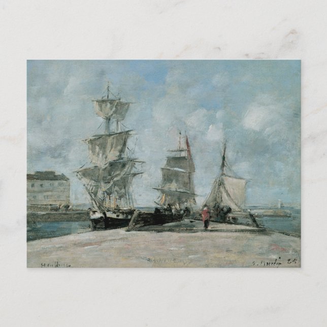 Carte Postale Quai à Honfleur, 1865 (Devant)