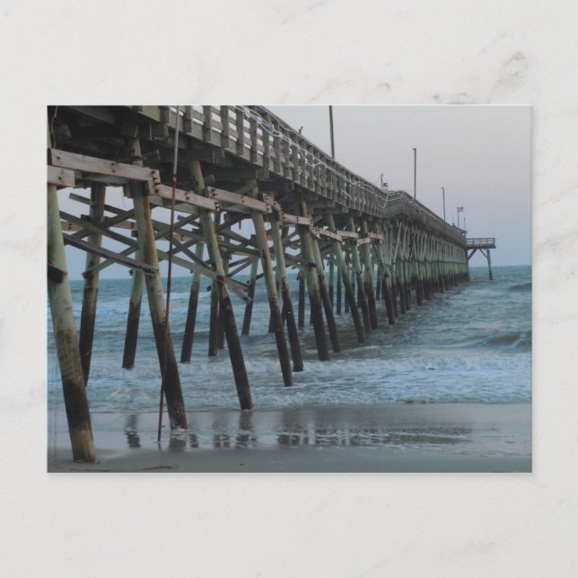 Carte Postale Quai et vagues = Oak Island, NC (Devant)