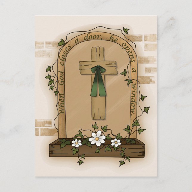 Carte Postale Quand Dieu ferme une porte, il ouvre une fenêtre (Devant)