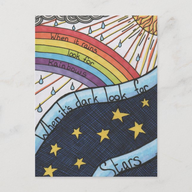 Carte Postale Quand il pleut, cherchez des arcs-en-ciel (Devant)
