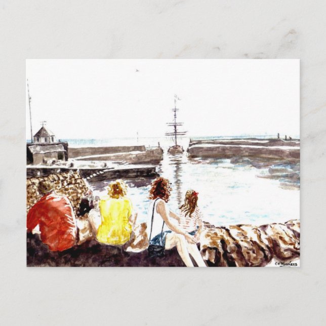 Carte postale 'Quand le bateau arrive' (Devant)