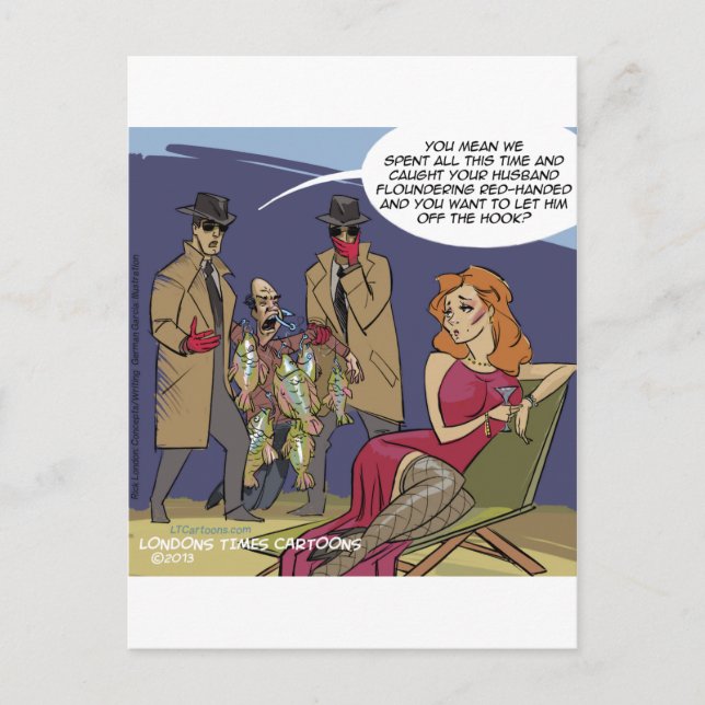 Carte Postale Quand les hommes flounder Funny (Devant)