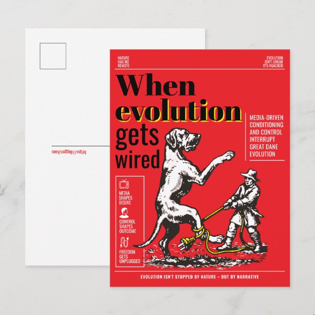 Carte Postale Quand l'évolution est câblée, les Grands Danois so (Devant / Derrière)