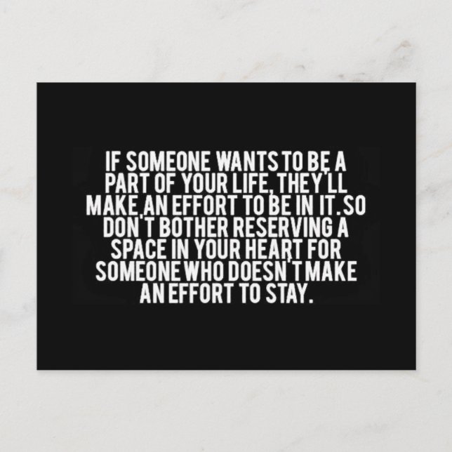 CARTE POSTALE QUAND QUELQU'UN VEUT FAIRE PARTIE DE SA VIE, IL L' (Devant)