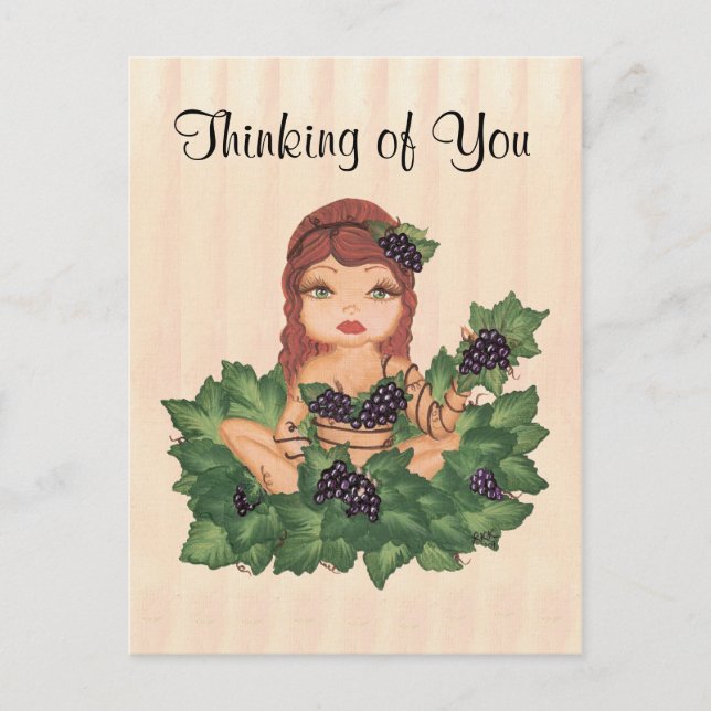 Carte Postale Quantum Cutie Grape Vine Girl Penser de vous (Devant)