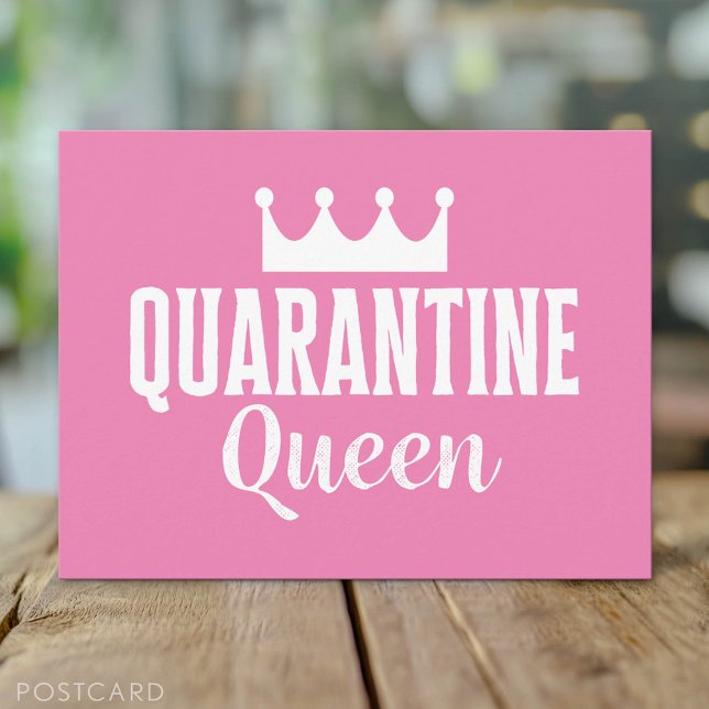 Carte Postale Quarantine Queen 2020 Pink Girly Virus (Custom Postcard)