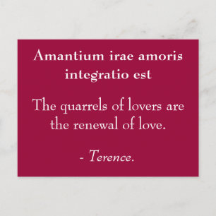 Carte Postale Quarres des amoureux - Citation de Terence