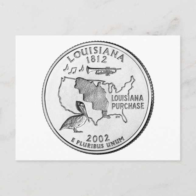 Carte Postale Quart de dollar de la Louisiane (Devant)