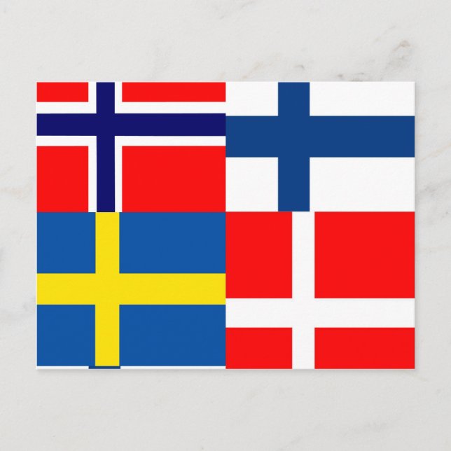 Carte Postale Quartet des drapeaux scandinaves (Devant)