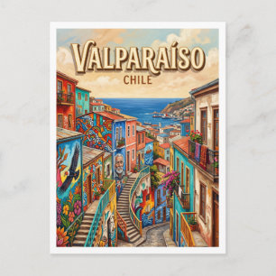 Carte Postale Quartier d'art de rue de la colline Valparaíso Chi