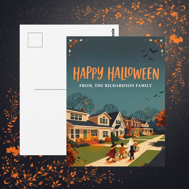 Carte Postale Quartier d'Halloween Trick-or-Treat (Créateur téléchargé)