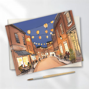 Carte Postale Quartier Italien de North End   Boston MA Aquarell