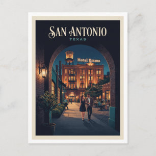 Carte Postale Quartier Pearl et Hotel Emma la nuit San Antonio