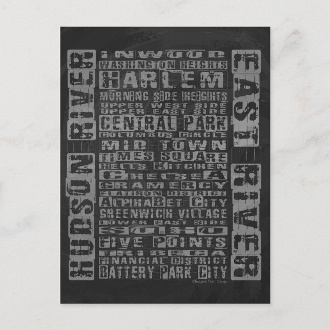 Carte Postale Quartiers NYC Gris (Devant)