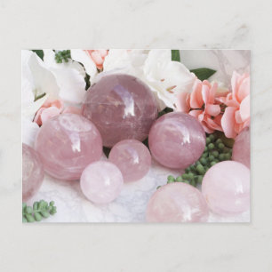 Carte Postale Quartz cristal rose floral tendance Pierre