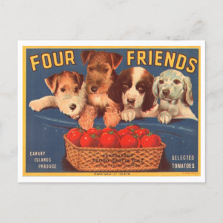 Carte Postale Quatre amis Vintage Crate Étiquette