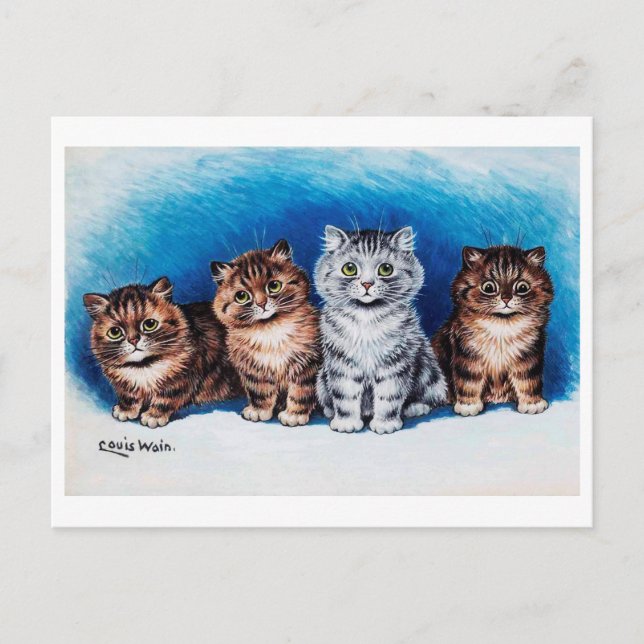 Carte Postale Quatre chatons, Louis Wain (Devant)