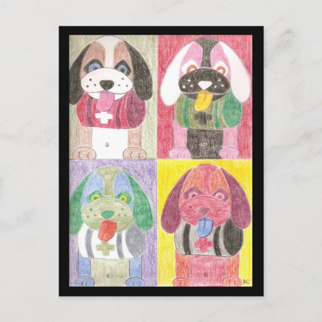 Carte Postale Quatre chiens (Devant)